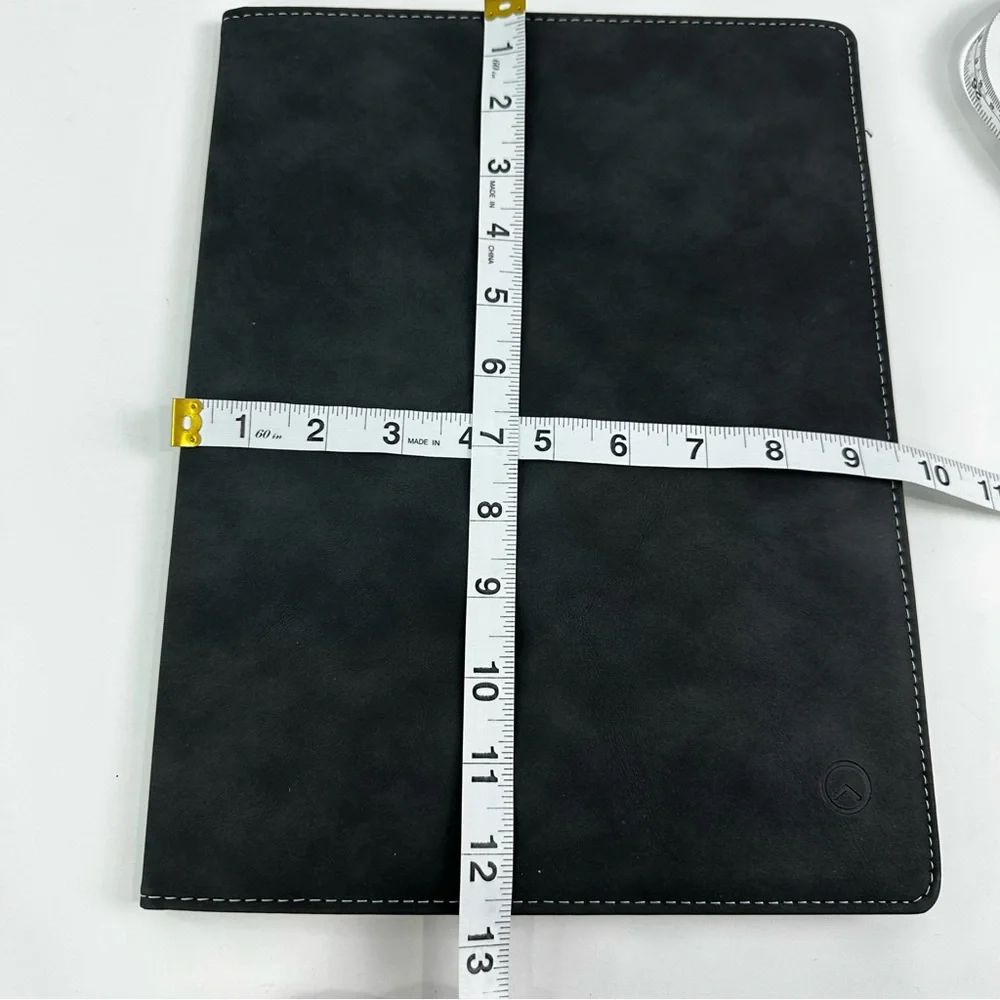 Work From Home Soft Black Padfolio with Card Slots & Pencil Holder Pad Holder